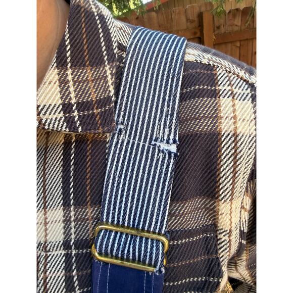 Vtg Sears Bib Overalls 40x30 Hickory Striped Railroad Toughskins Union Made USA - Picture 4 of 16